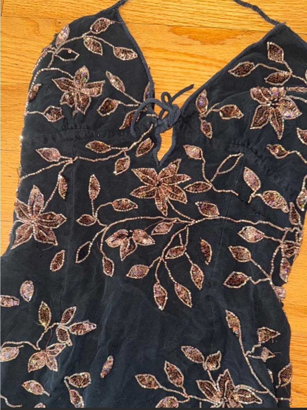 Vintage 100% silk asymmetrical cache beaded dress size medium - Picture 2 of 8